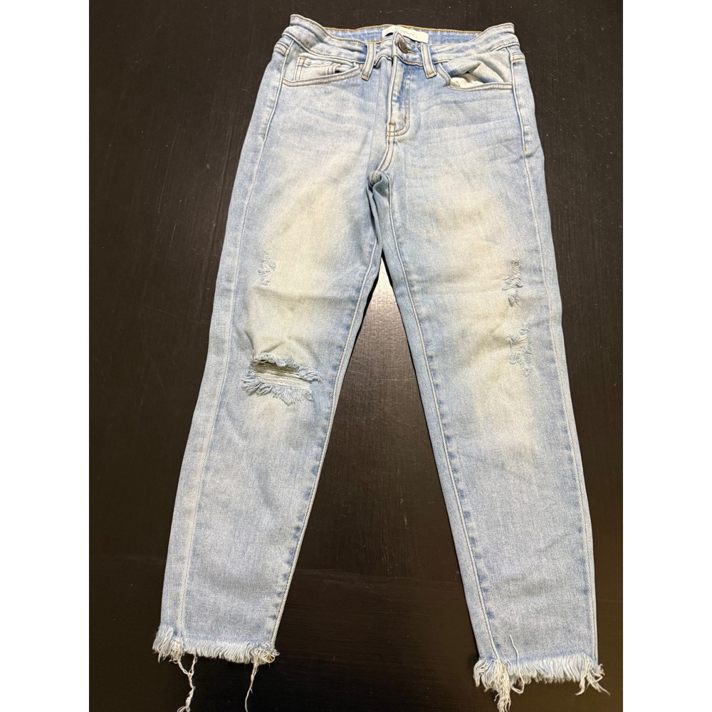 Kancan Signature Buckle Exclusive Distressed Light Wash Skinny Jeans VBK1464A 26